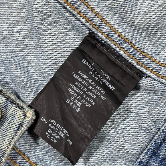 Saint Laurent Classic Denim Jacket Blue Distressed Size L - Picture 8 of 11